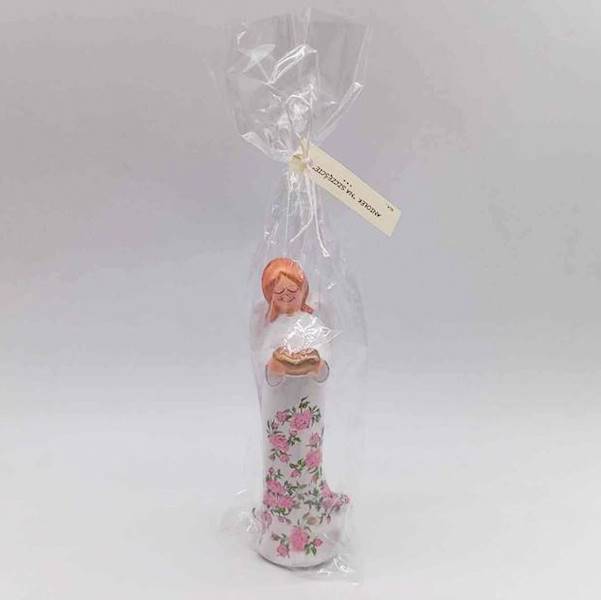 Aniołek stojący z książką decoupage - Laura