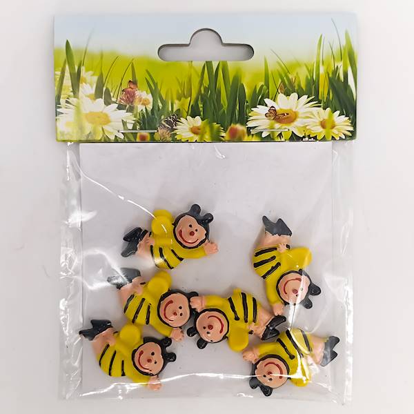 Pszczółki na przylepcu, 3 cm, kpl. 6 szt.