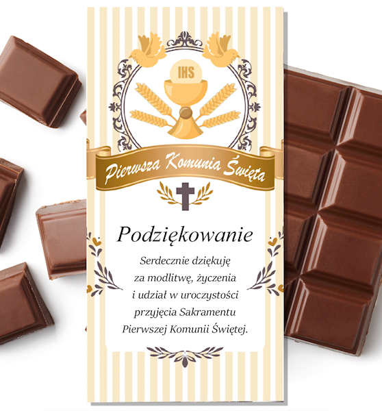 Czekolada komunia podziękowania 