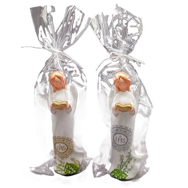 Aniołek stojący z książką decoupage - Laura IHS