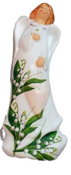 Aniołek stojacy z sercem decoupage - Basia IHS