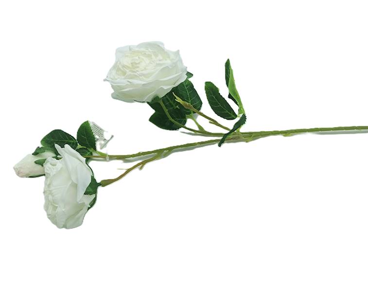 Kwiat RÓŻA wys.65cm (2 kwiaty 11x8cm+1 pąk) biała