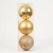 Bombka plast. 120 mm złota, op.3