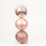 Bombka plast. 120 mm różowa, op.3