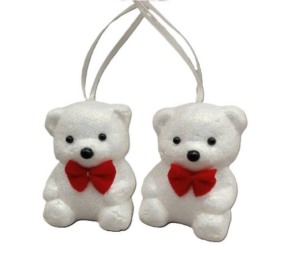 Misie brokat z zawieszką, 9,5 cm, op/2