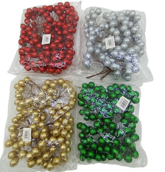 Bombka styr. brokat 2,5 cm drut, 144 szt. 4 kol.