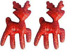 Reniferki z zawieszką, białe/czer.10,5 cm, op.2