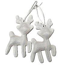 Reniferki z zawieszką, białe/czer.10,5 cm, op.2