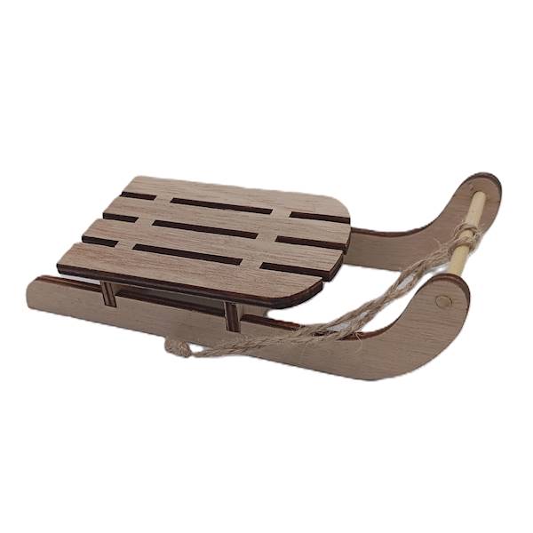 Sanki drewniane biały, natura, czerwony 15*6*4 cm