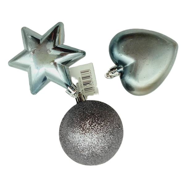 Bombka Gwiazdka Serce zawieszka stalowy srebrny