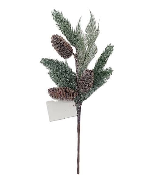 gałązka śnieg 3 szyszki, 28 cm