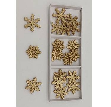 Przyklejki śnieżynki złote op. 18 szt.