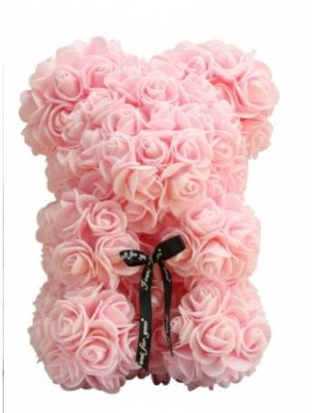 Miś z piankowych róż czerwony, różowy 23 cm