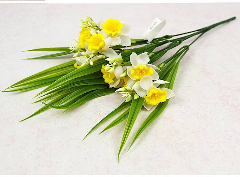 Bukiet żonkil "5", 34 cm,10 kwiatów 5x2 cm,dwa kol