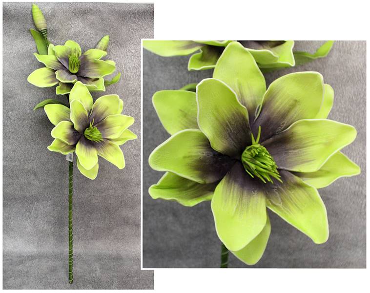 Magnolia 110cm, 2 kwiaty30cm, 2 pąki, fiolet, ziel