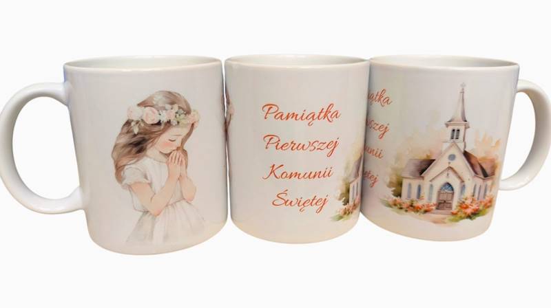 Kubek komunia chłopiec/dziewczynka w pudełku