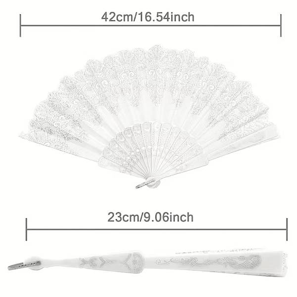 Wachlarz biało-srebrny 42/23 cm