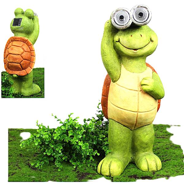 Figura LED solar żółw kolor, 42 cm