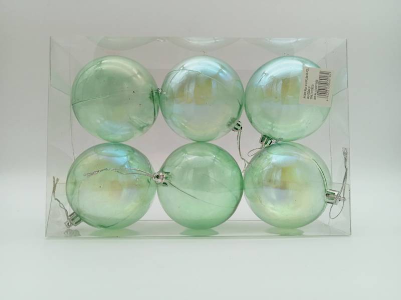 Bombka plastik transparentna mietowa 8 cm