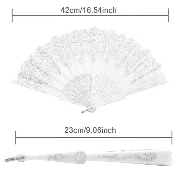 Wachlarz biało-srebrny 42/23 cm