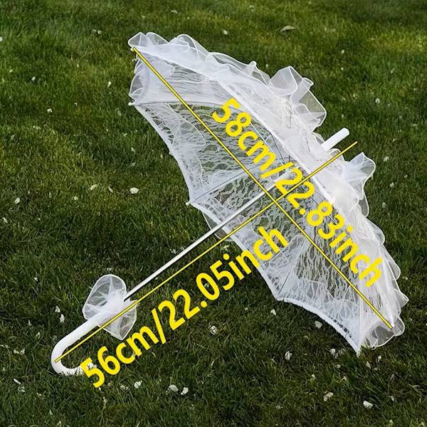 Parasolka biała koronka 45 cm