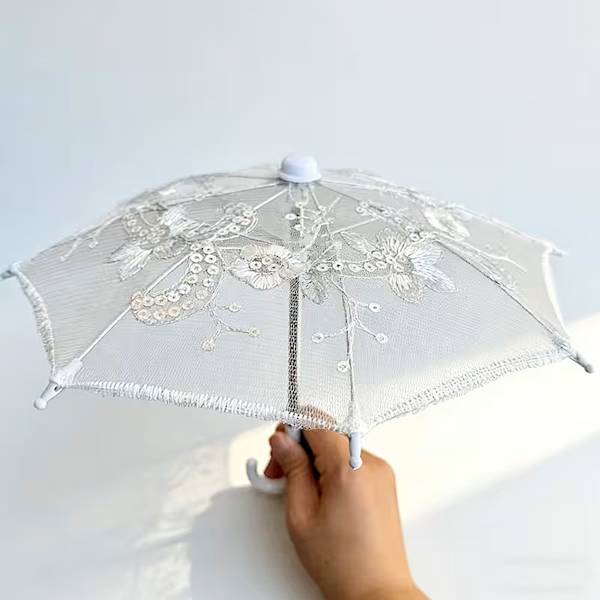 Parasolka biała papierowa 40 cm