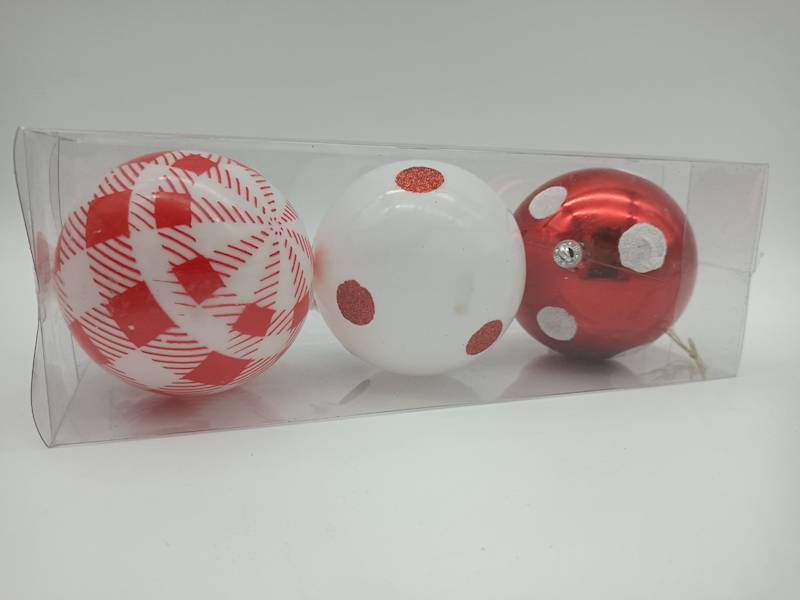 Bombka plastikowa, malowana - 8 cm (3 szt.)