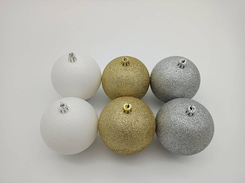 Bombka plastikowa, brokatowana - 8 cm (6 szt.)