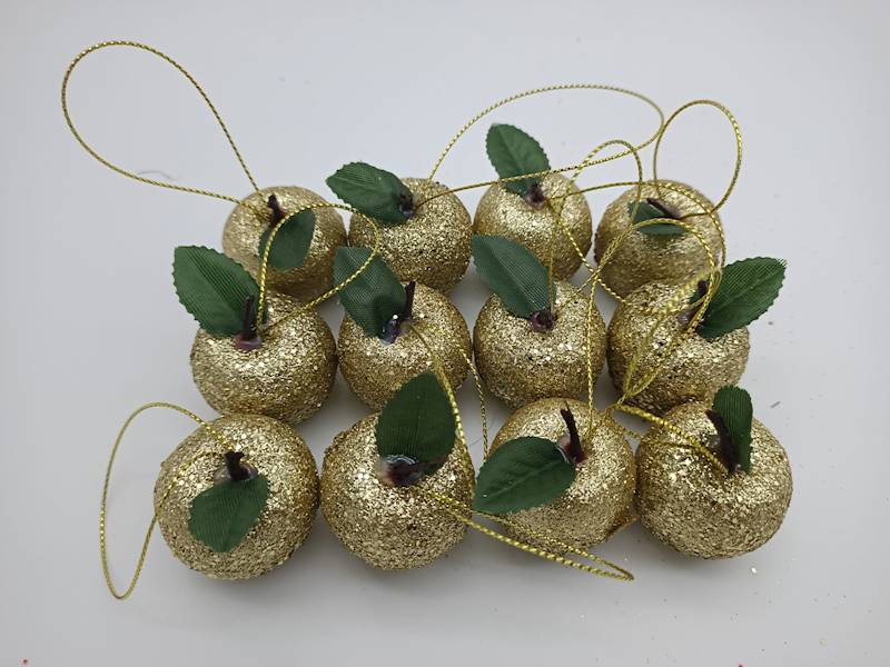 Jabłuszka brokatowane, małe - 4 cm (12 szt.)