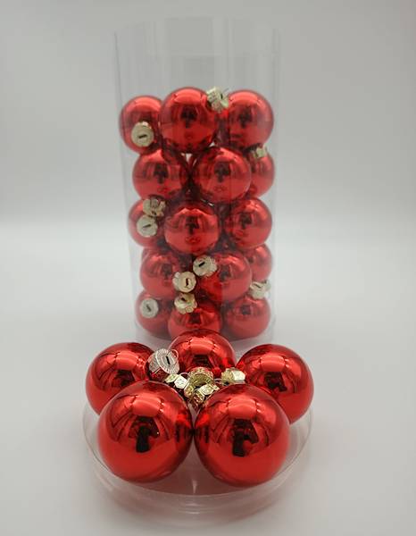 Bombka szklana, z zawieszką - 4 cm (30 szt.)