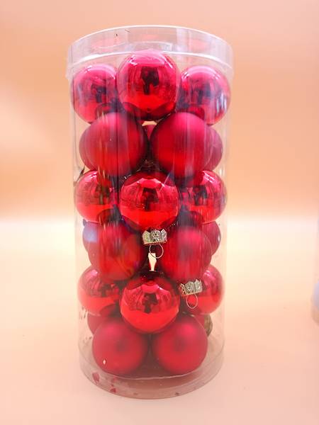 Bombka szklana, z zawieszką - 4 cm (30 szt.)
