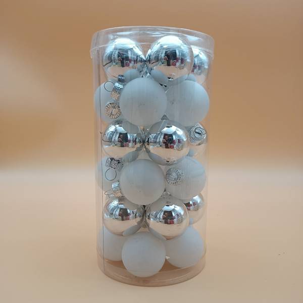 Bombka szklana, z zawieszką - 4 cm (30 szt.)