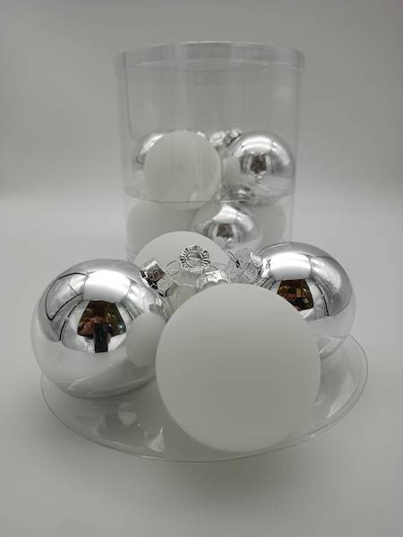 Bombka szklana, z zawieszką - 8 cm (12 szt.)
