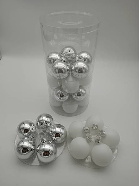 Bombka szklana, z zawieszką - 6 cm (30 szt.)