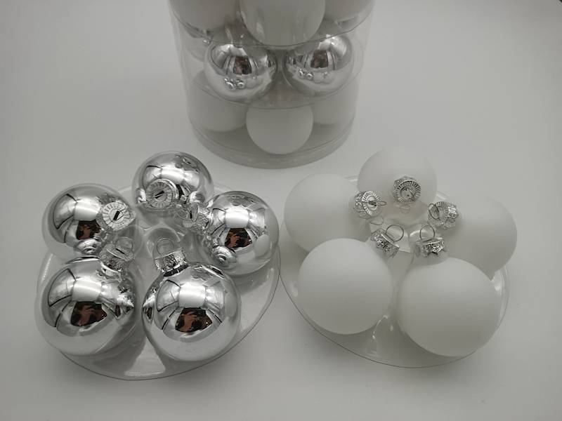 Bombka szklana, z zawieszką - 6 cm (30 szt.)