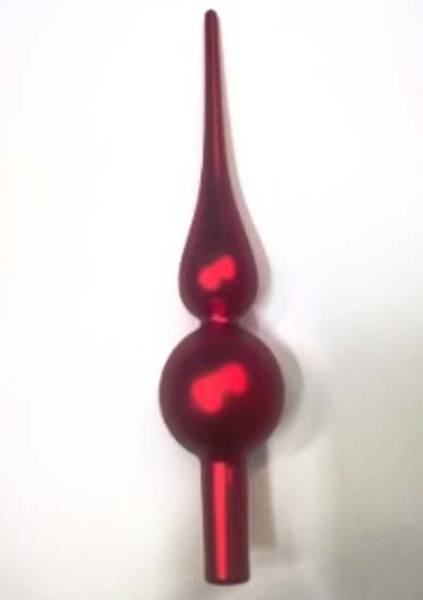 Czub na choinkę szklany 25 cm czerwony mat