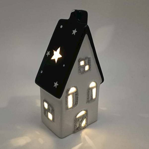 Domek LED 14x7,5x5 cm czarny/czerwony kpl.1+1 szt.