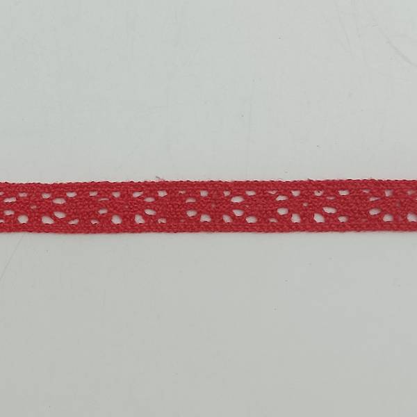 Koronka bawełniana 1,2 cm, 10y czerwona