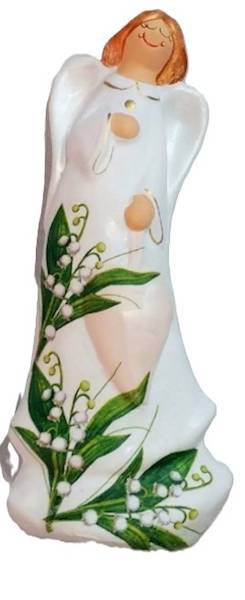 Aniołek stojacy z sercem decoupage - Basia IHS