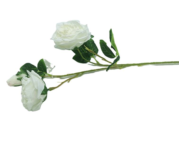 Kwiat RÓŻA wys.65cm (2 kwiaty 11x8cm+1 pąk) biała