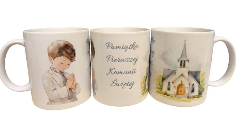 Kubek komunia chłopiec/dziewczynka w pudełku