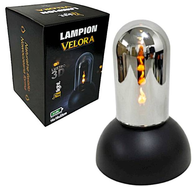 Lampion szklana tuba led na baterie, 22 cm