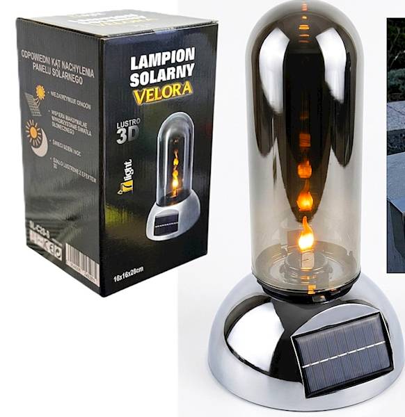 lampion solarny 28cm, szklana tuba