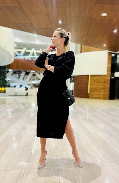 SUKIENKA SHINE BLACK MOELLE R.ONE SIZE