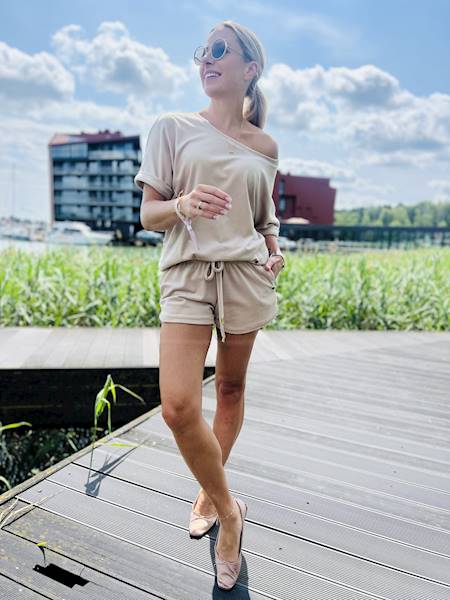 KOMPLET VELVET SHORT SAND MOELLE R.ONE SIZE