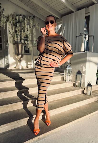 SUKIENKA LAILA BEIGE STRIPES MOELLE R.ONE SIZE