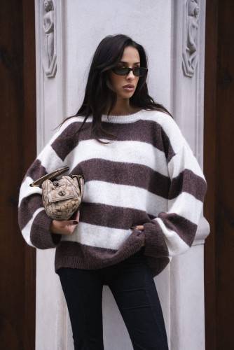 SWETER DAKOTA STRIPES WHITE CHOCOLATE BAD ICON R.ONE SIZE