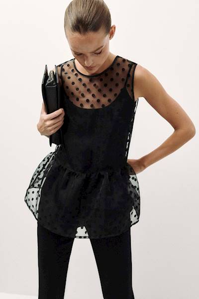 BLUZKA Z BASKINKĄ DOTIE BLACK ECHO R.40