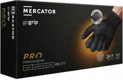 Rękawice nitrylowe (warsztatowe) Gogrip czarne/niebieskie M /50szt/