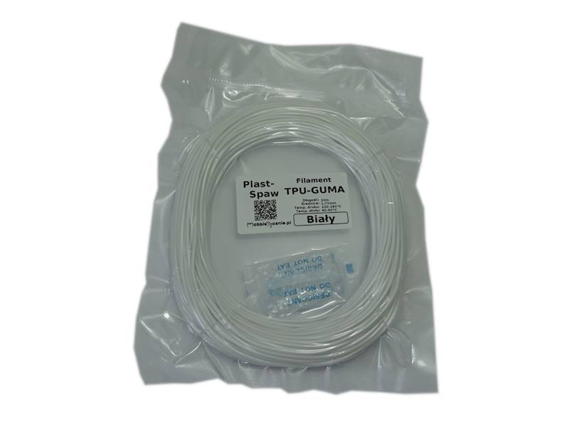 Filament TPU Flexi Guma Biały White 1,75mm 20m Plast-Spaw